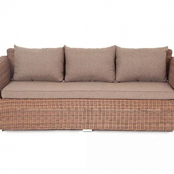 Диван трехместный Капучино 4SIS из искусственного ротанга, цвет коричневый фото 3
