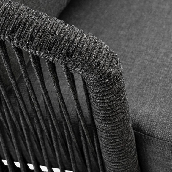 Кресло плетеное Верона 4SIS из роупа, каркас алюминий темно-серый (RAL7024) шагрень, роуп темно-серый круглый, ткань темно-серая фото 6
