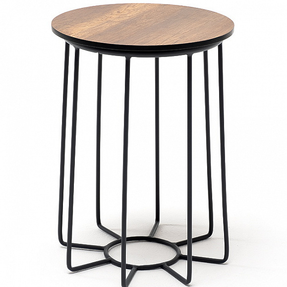 Эквадор журнальный стол из HPL круглый Ø40 H55, каркас из алюминия темно-серый (RAL 7024) муар, цвет столешницы дуб фото 1