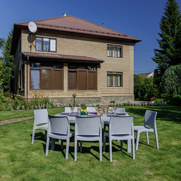 Обеденный комплект July L Royal Family из пластика, цвет светло-серый фото 4