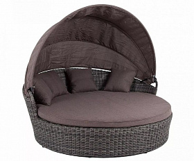 Плетеная кровать круглая Стильяно 4SIS из искусственного ротанга, цвет графит