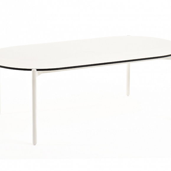 Диего журнальный стол из HPL 120х60 H40, каркас белый муар, цвет молочный фото 1