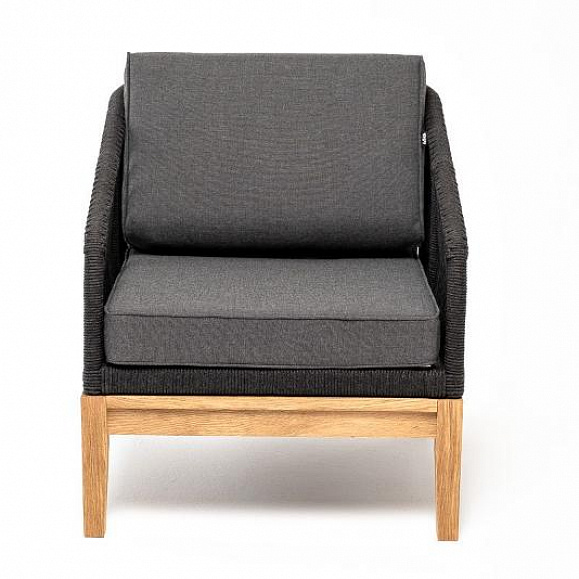 Кресло Канны 4SIS из роупа (веревки), основание дуб, цвет темно-серый фото 2