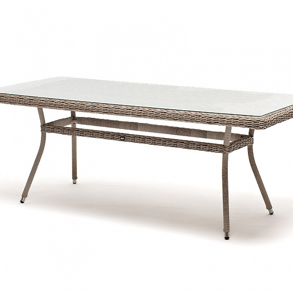 Латте плетеный стол из искусственного ротанга 200х90см, цвет бежевый фото 1