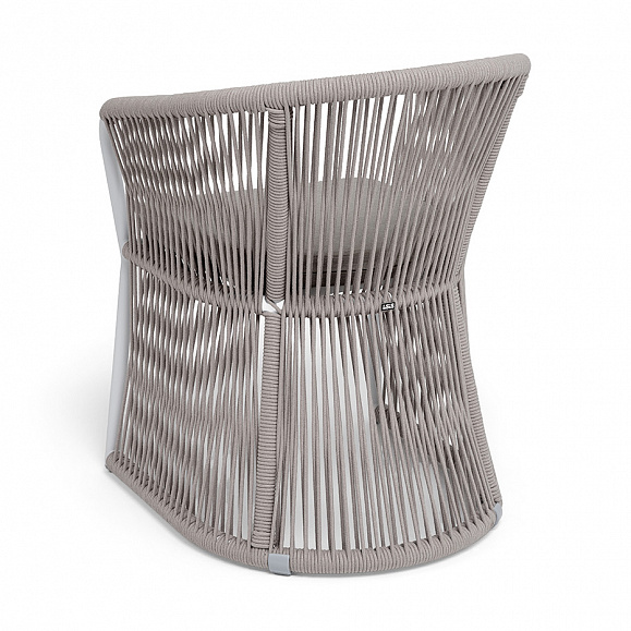 Романо стул плетеный из роупа, каркас алюминий белый муар, роуп бежевый круглый, ткань бежевая 15052 фото 5