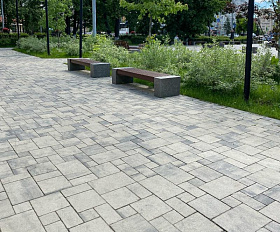 Тротуарная плитка 342 механический завод Вилла 80 мм, микс черно-белый