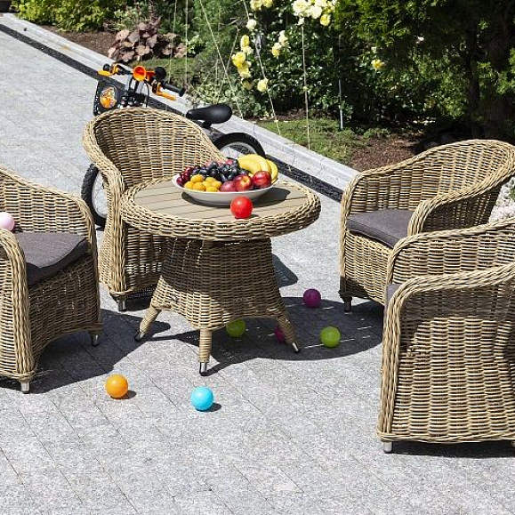 Обеденная детская группа Тильда 4SIS из искусственного ротанга, цвет соломенный фото 6