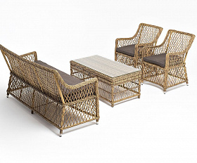 Лаунж-зона Асти 4SIS из искусственного ротанга, цвет соломенный 4 персоны