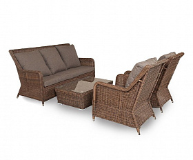 Лаунж-зона Гляссе 4SIS из искусственного ротанга, цвет коричневый