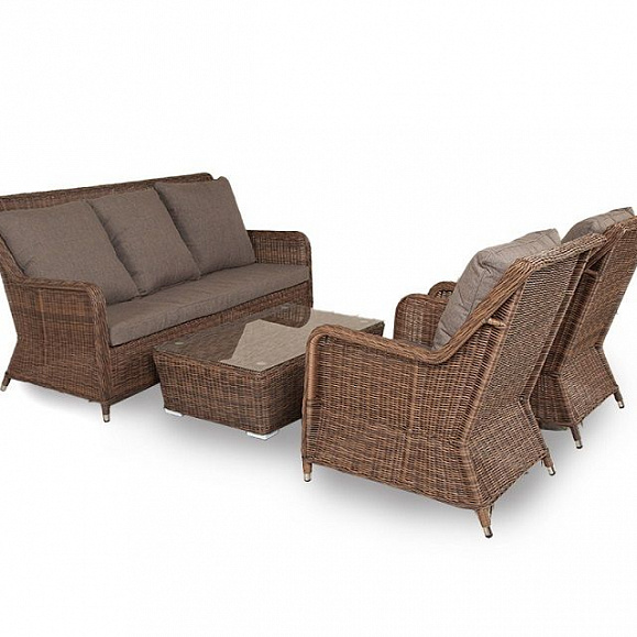 Лаунж-зона Гляссе 4SIS из искусственного ротанга, цвет коричневый фото 1