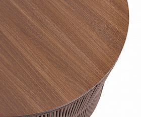 Авиньон журнальный стол из HPL круглый Ø70 H55, каркас из алюминия коричневый (RAL8016) муар, цвет дуб, роуп коричневый круглый