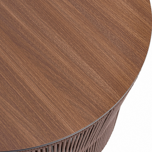 Авиньон журнальный стол из HPL круглый Ø70 H55, каркас из алюминия коричневый (RAL8016) муар, цвет дуб, роуп коричневый круглый фото 2