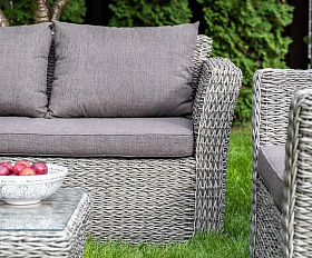Диван двухместный Капучино 4SIS из искусственного ротанга (гиацинт), цвет графит
