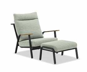 Кресло Malmo Brafritid с пуфом, антрацит/зелёный, алюминий/тик