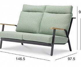 Комплект лаунж мебели Malmo Brafritid с 2-х местным диваном, антрацит/зелёный, алюминий