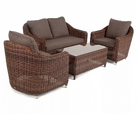 Лаунж-зона Кон Панна 4SIS из искусственного ротанга, цвет коричневый