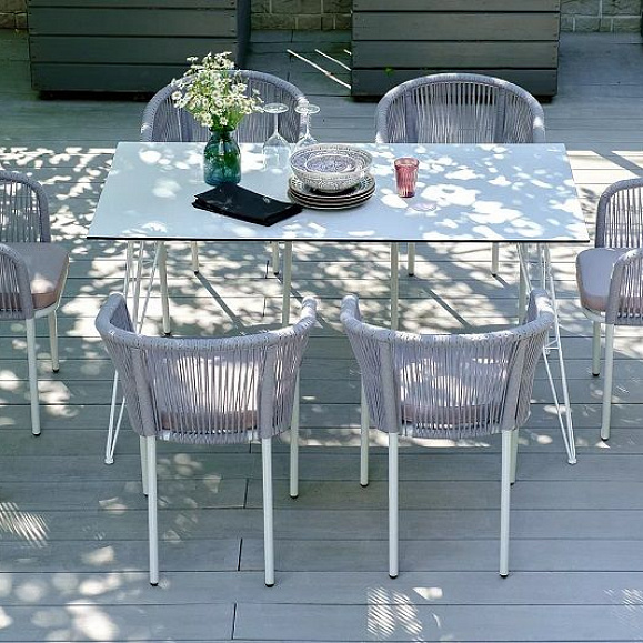Обеденная группа Милан 4SIS из роупа (веревки), цвет светло-серый с белым каркасом фото 4