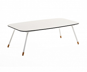 Верона журнальный стол из HPL 120х65, H40, каркас белый муар, цвет столешницы молочный