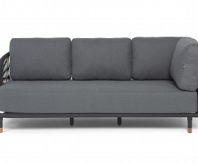 Верона правый-угол модуль плетеный из роупа, каркас алюминий темно-серый (RAL7024) муар, роуп темно-серый круглый, ткань темно-серая 027, L220х89