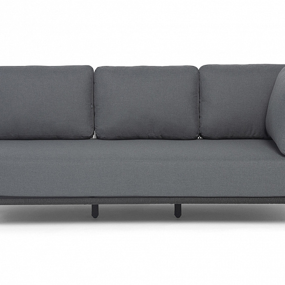 Верона правый-угол модуль плетеный из роупа, каркас алюминий темно-серый (RAL7024) муар, роуп темно-серый круглый, ткань темно-серая 027, L220х89 фото 2