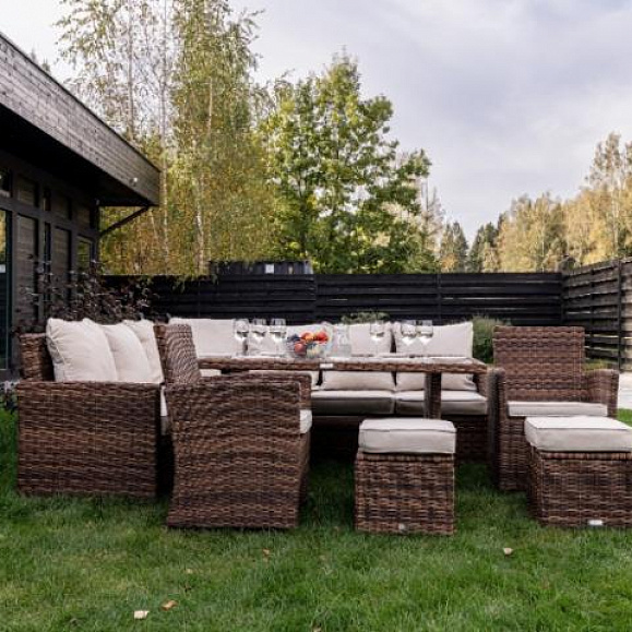 Угловой комплект Zorro Plus Double Royal Family из искусственного ротанга, цвет коричневый фото 2