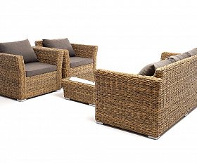 Капучино лаунж-зона из искусственного ротанга (гиацинт), цвет соломенный