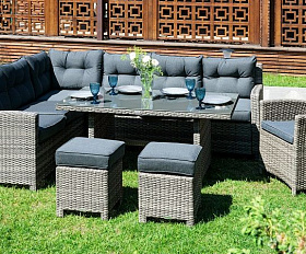 Угловой комплект Genry Royal Family из искусственного ротанга, цвет серый