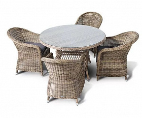 Обеденная группа Равенна 4SIS из искусственного ротанга, цвет соломенный