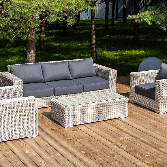 Боно лаунж-зона из искусственного ротанга, цвет бежевый фото 1