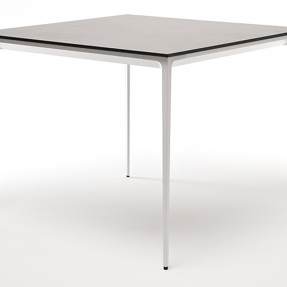 Малага обеденный стол из HPL 90х90см, цвет серый гранит, каркас белый фото 1
