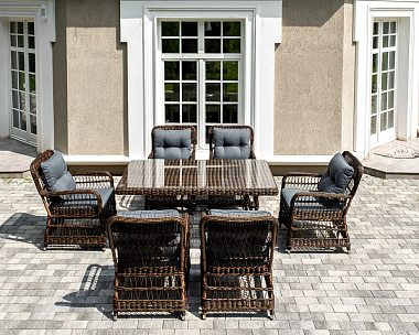 Обеденная Цесена 4SIS группа плетеная из искусственного ротанга, цвет коричневый