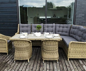 Диван модульный Бергамо 4SIS из искусственного ротанга, цвет соломенный