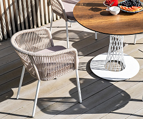 Диего обеденная группа на 4 персоны, круглый стол дуб, цвет бежевый