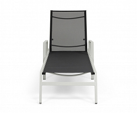 Парма шезлонг, каркас алюминий светло-серый (RAL7035) муар, ткань текстилен темно-серая