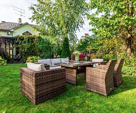 Обеденный комплект Karl plus Royal Family из искусственного ротанга, цвет коричневый