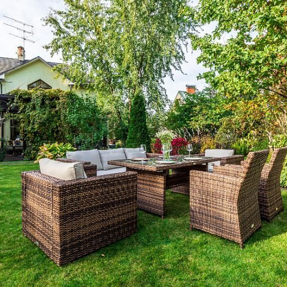 Обеденный комплект Karl plus Royal Family из искусственного ротанга, цвет коричневый фото 5