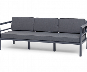 Эстелья диван 3-местный, каркас алюминий темно-серый (RAL7024) муар, ткань темно-серая 027