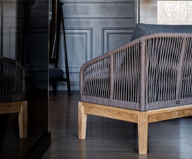 Кресло Канны 4SIS из роупа (веревки), основание дуб, цвет коричневый