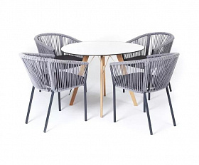 Обеденная группа Франческо 4SIS из роупа (веревки), цвет серый
