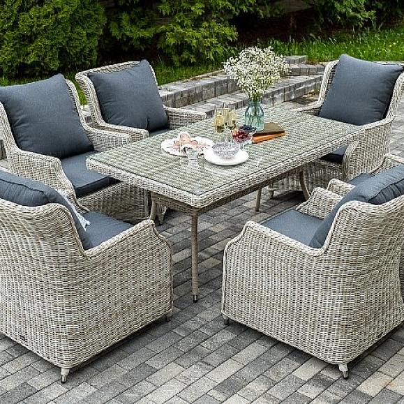 Обеденная Неаполь 4SIS группа плетеная из искусственного ротанга, цвет бежевый фото 1