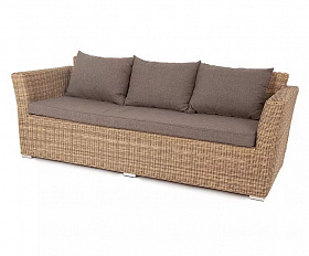 Диван трехместный Капучино 4SIS из искусственного ротанга, цвет соломенный