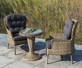 Стол круглый Леванте 4SIS из искусственного ротанга, цвет соломенный