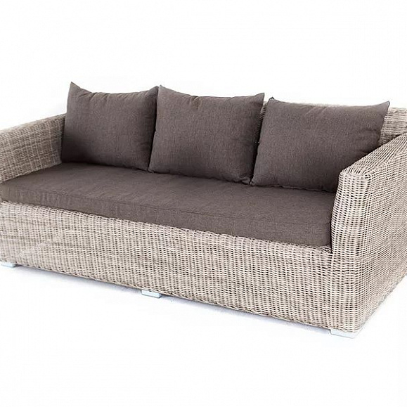 Диван трехместный Капучино 4SIS из искусственного ротанга, цвет бежевый фото 1