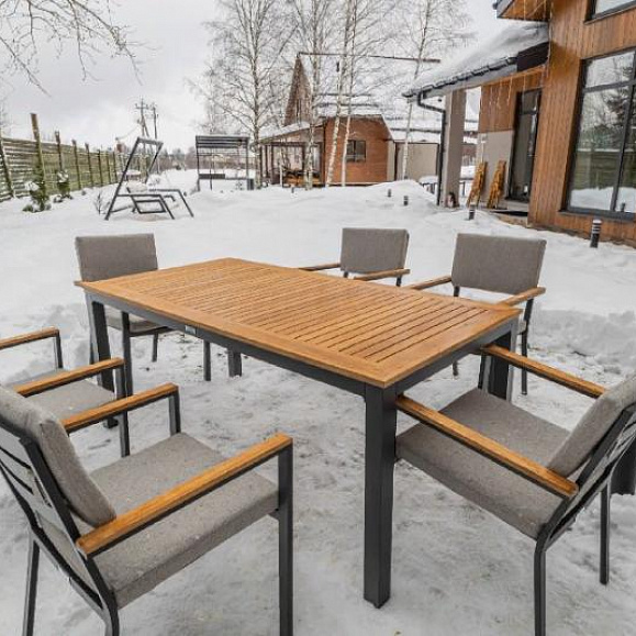 Обеденный комплект Oscar Royal Family со столешницей из тика, цвет светло серый фото 11