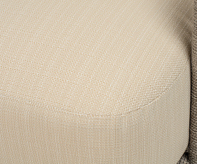 Альбано кресло плетеное из роупа, каркас алюминий светло-серый (RAL7035) муар, роуп серый меланж круглый, ткань Mossle светло-бежевая