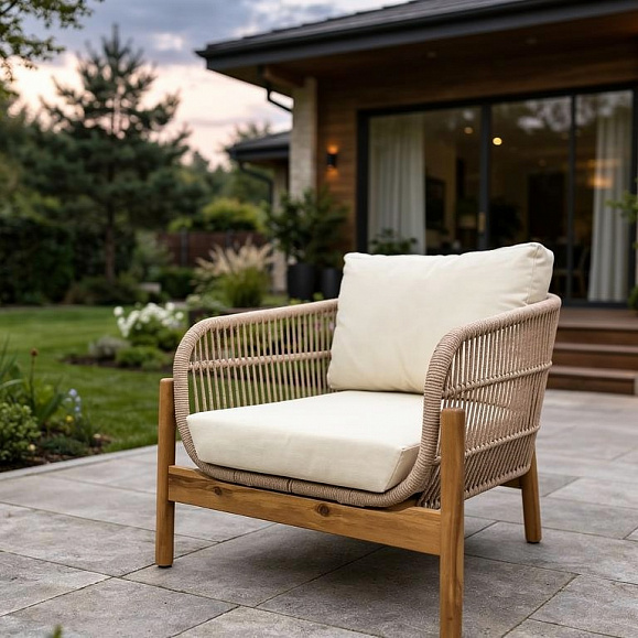 Лаунж-зона Eleonora Royal Family из натурального дерева с 2-хместным диваном фото 2