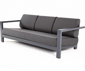 Гранада диван 3-местный, каркас алюминий темно-серый (RAL7024) муар, ткань темно-серая 027
