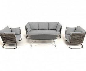 Лаунж-Зона Багамы 4SIS 5-местная плетеная из роупа (веревки), каркас алюминиевый бежево-серый, роуп серо-коричневый