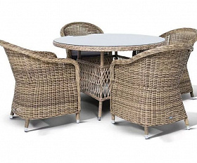 Обеденная группа Равенна 4SIS из искусственного ротанга, цвет соломенный