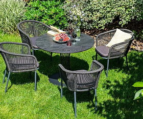 Обеденная группа Диего 4SIS из роупа (веревки), цвет серый гранит